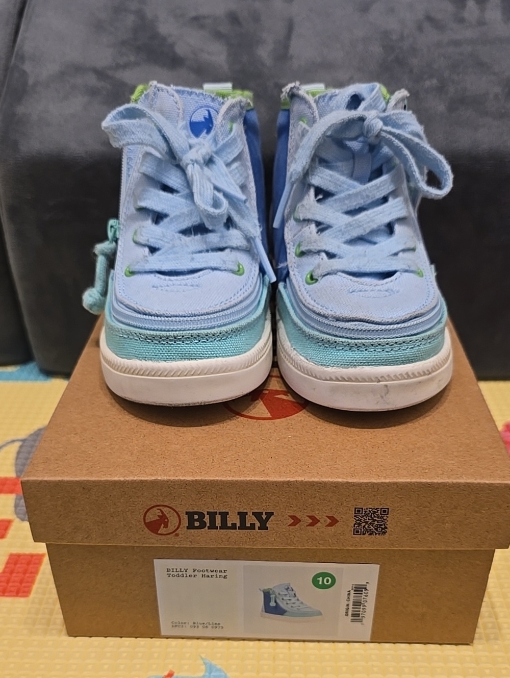 Billy Kids Light Blue High-Top Sneakers with Aqua Accents